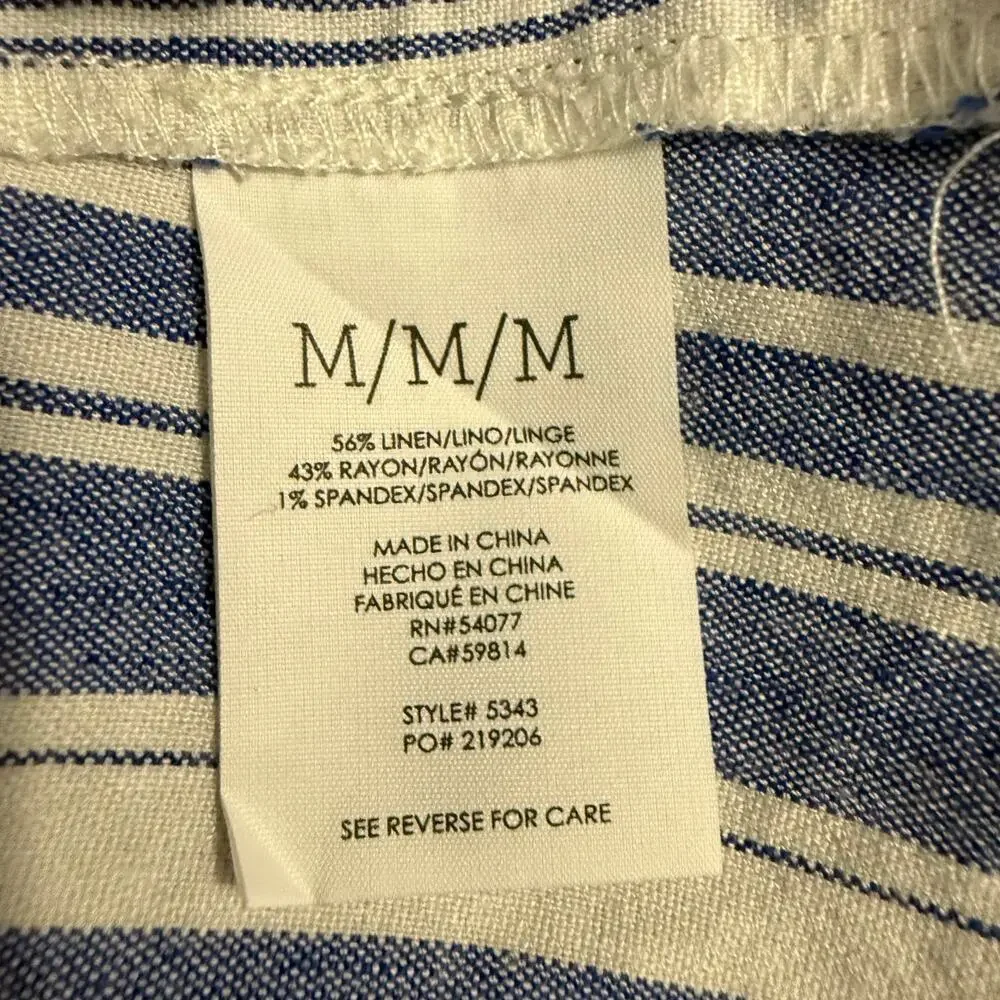 Cabi Style 5343 Blue White Short Sleeve Linen Blouse Size Medium‎ - Picture 8 of 8